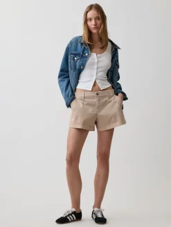 Mid Rise Khaki Shorts
