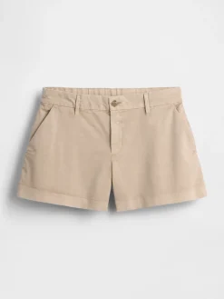 Mid Rise Khaki Shorts