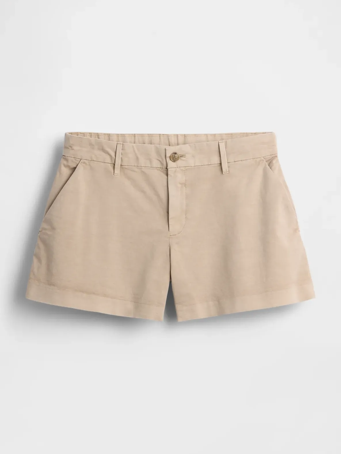 Mid Rise Khaki Shorts