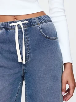 Mid Rise Knit Easy Baggy Jeans