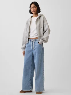 Mid Rise Knit Easy Baggy Jeans
