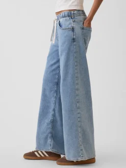 Mid Rise Knit Easy Baggy Jeans