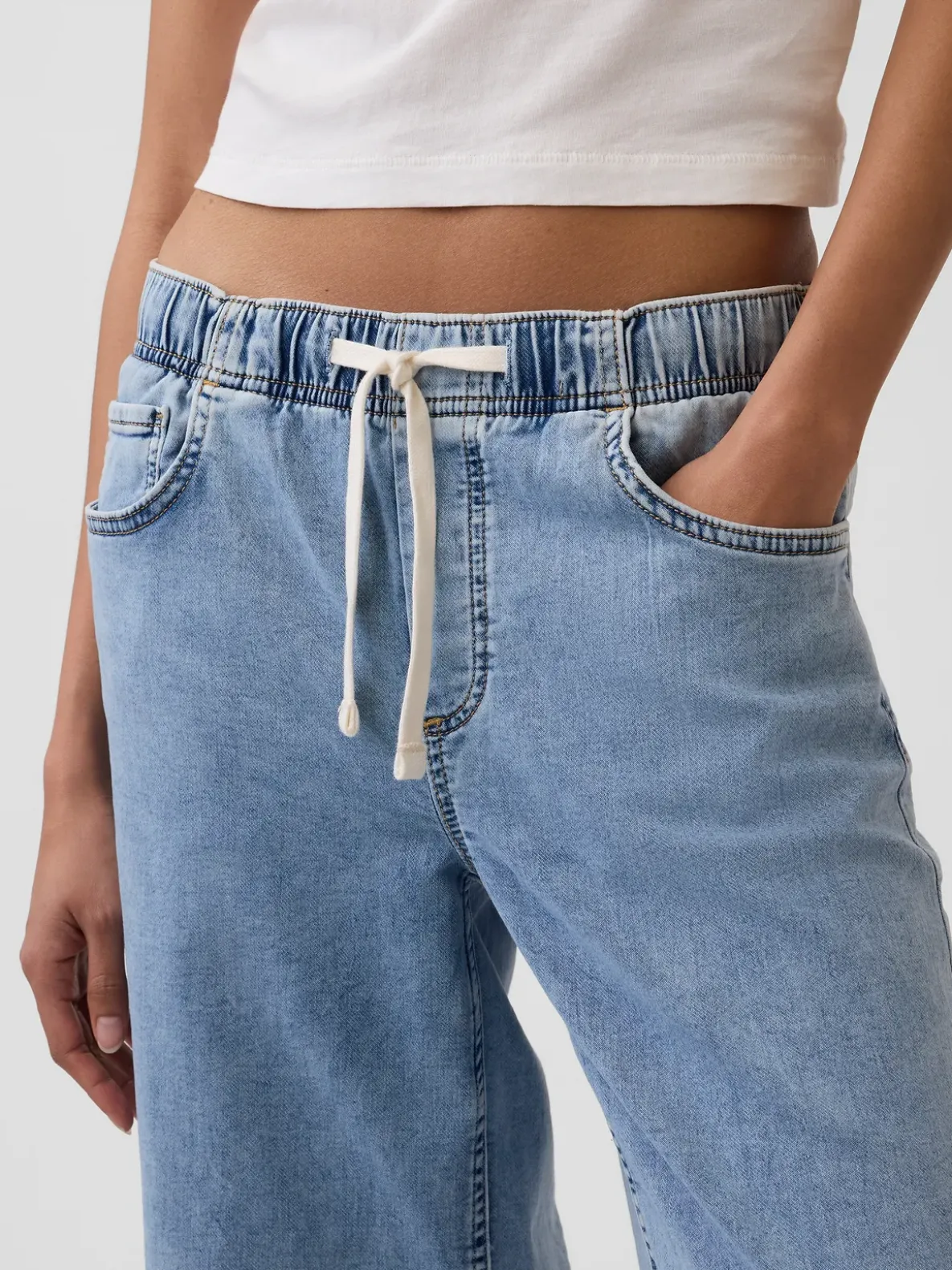 Mid Rise Knit Easy Baggy Jeans