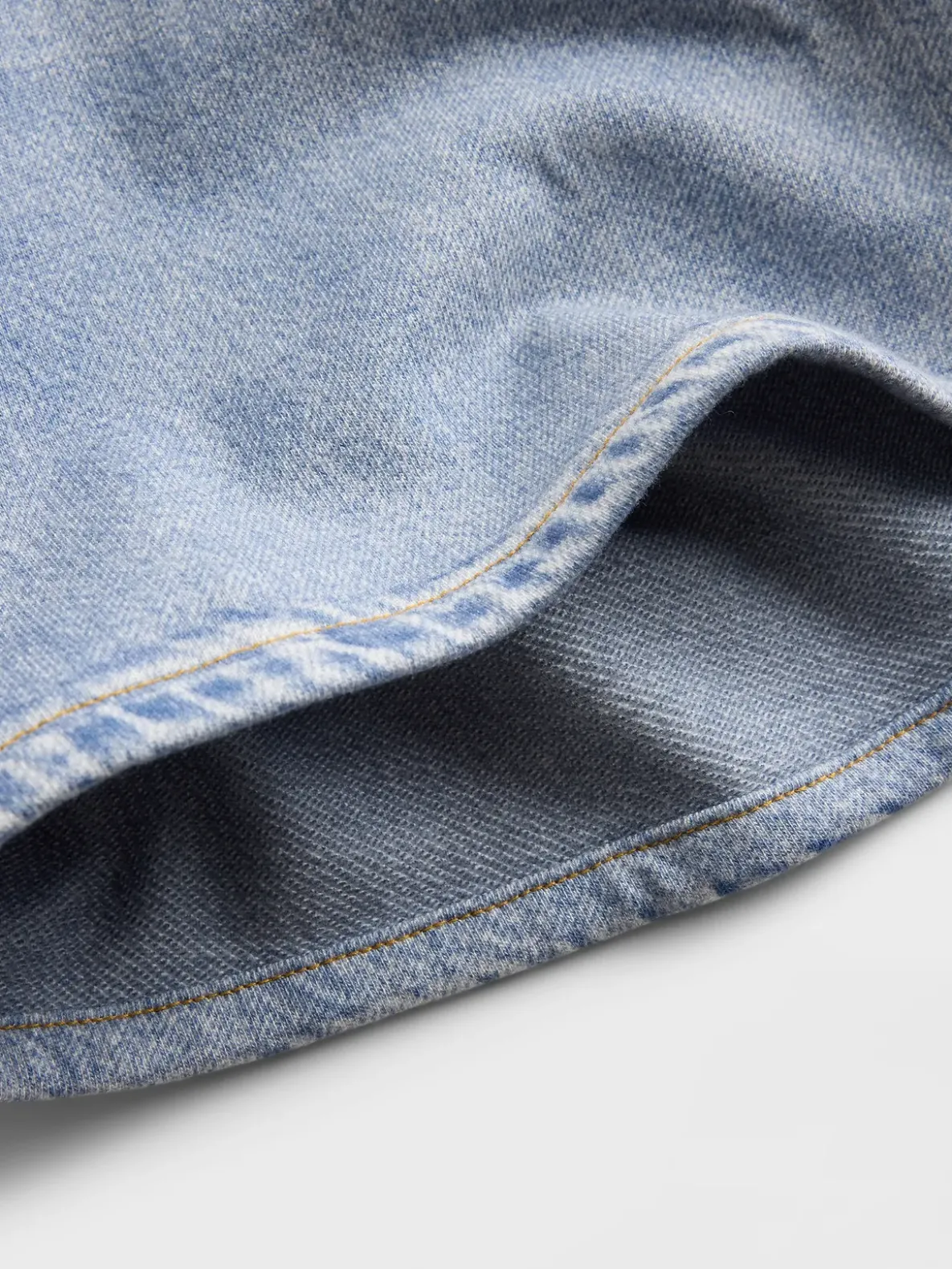 Mid Rise Printed Knit Denim Shorts