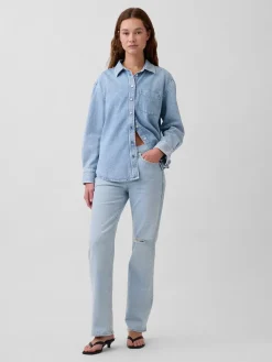 Mid Rise Relaxed Straight Jeans