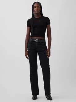 Mid Rise Relaxed Straight Jeans