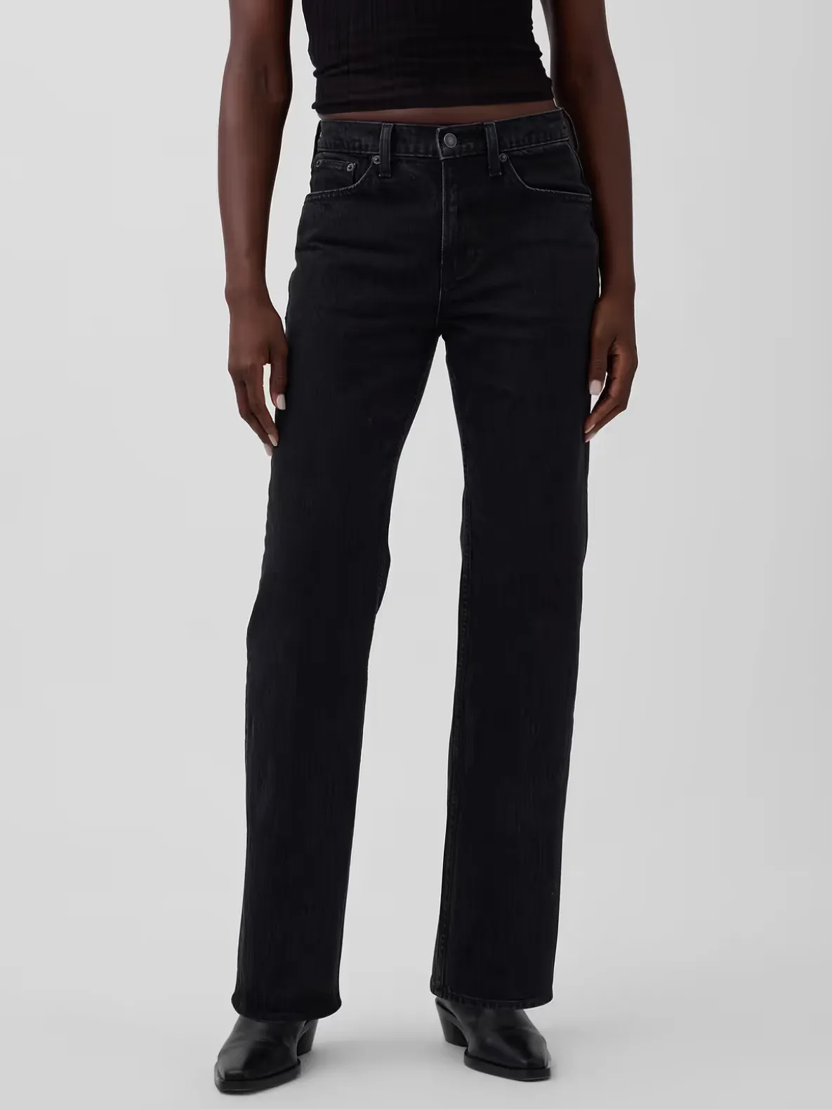 Mid Rise Relaxed Straight Jeans