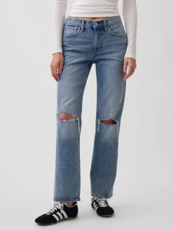 Mid Rise Relaxed Straight Jeans