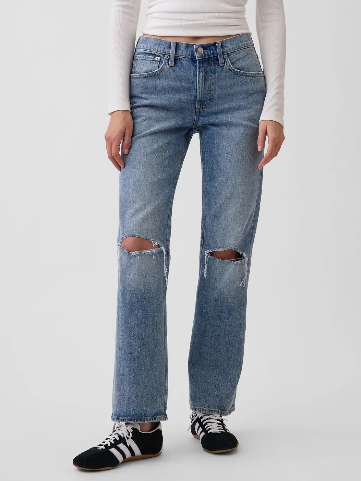 Mid Rise Relaxed Straight Jeans