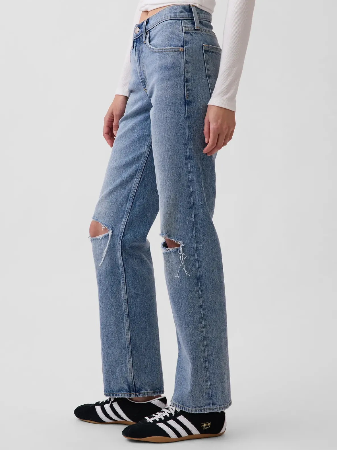 Mid Rise Relaxed Straight Jeans