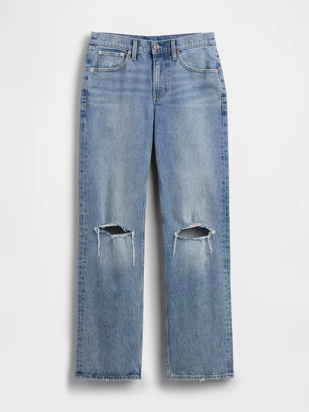 Mid Rise Relaxed Straight Jeans