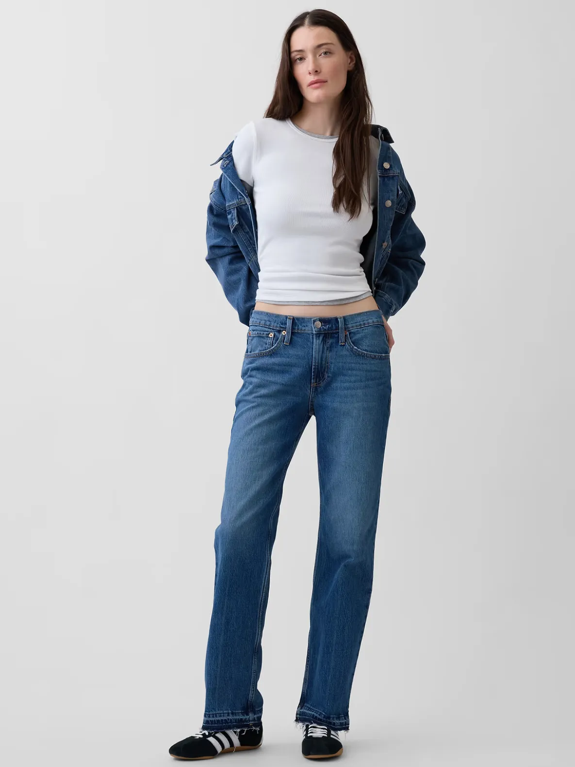 Mid Rise Relaxed Straight Jeans
