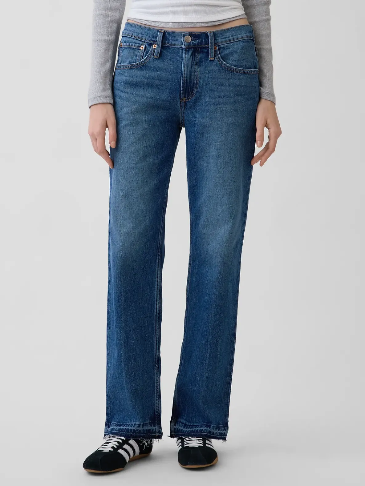 Mid Rise Relaxed Straight Jeans