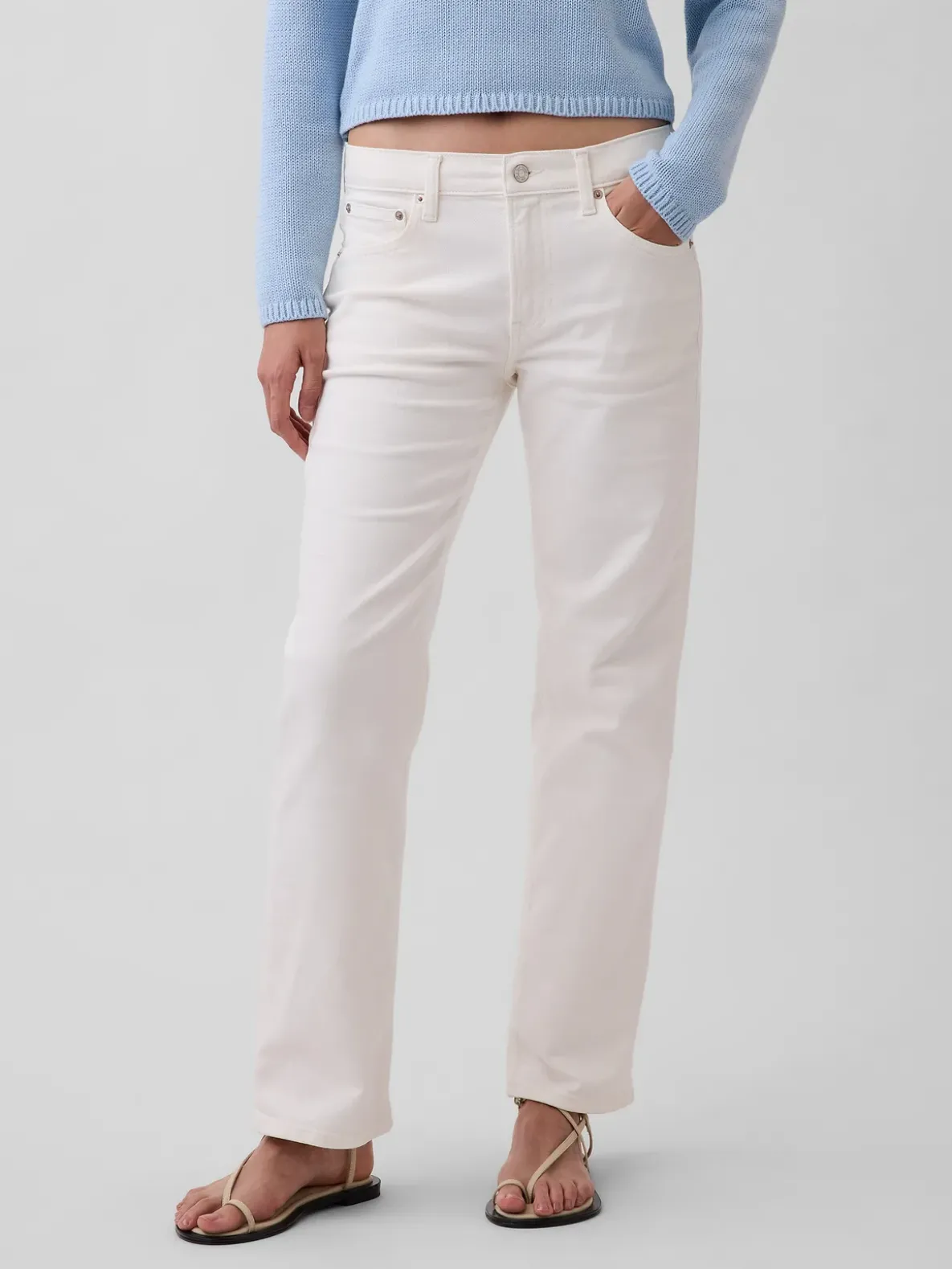 Mid Rise Relaxed Straight Jeans