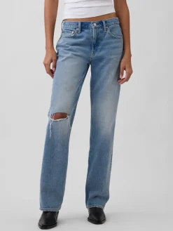 Mid Rise Rigid Relaxed Straight Jeans