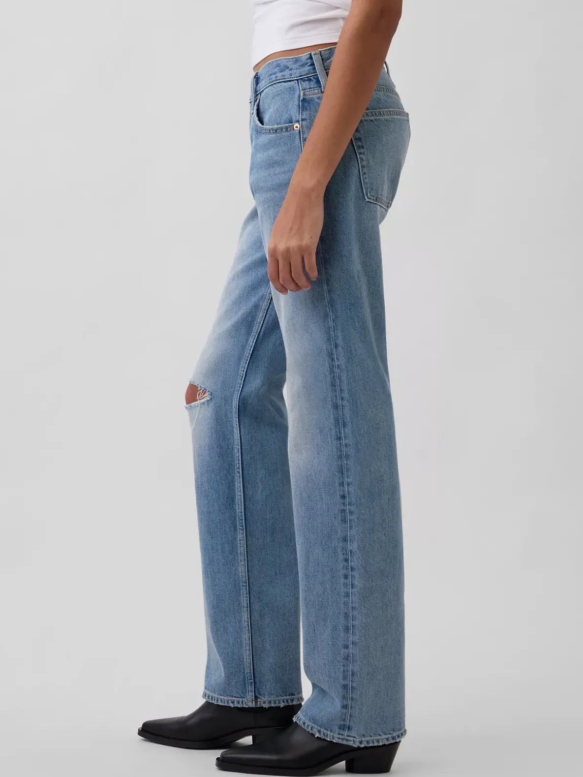 Mid Rise Rigid Relaxed Straight Jeans