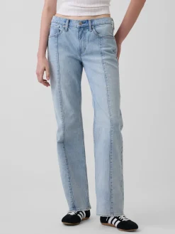 Mid Rise Seamed Relaxed Straight Jeans