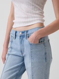 Mid Rise Seamed Relaxed Straight Jeans