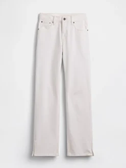 Mid Rise Split-Hem Relaxed Straight Jeans
