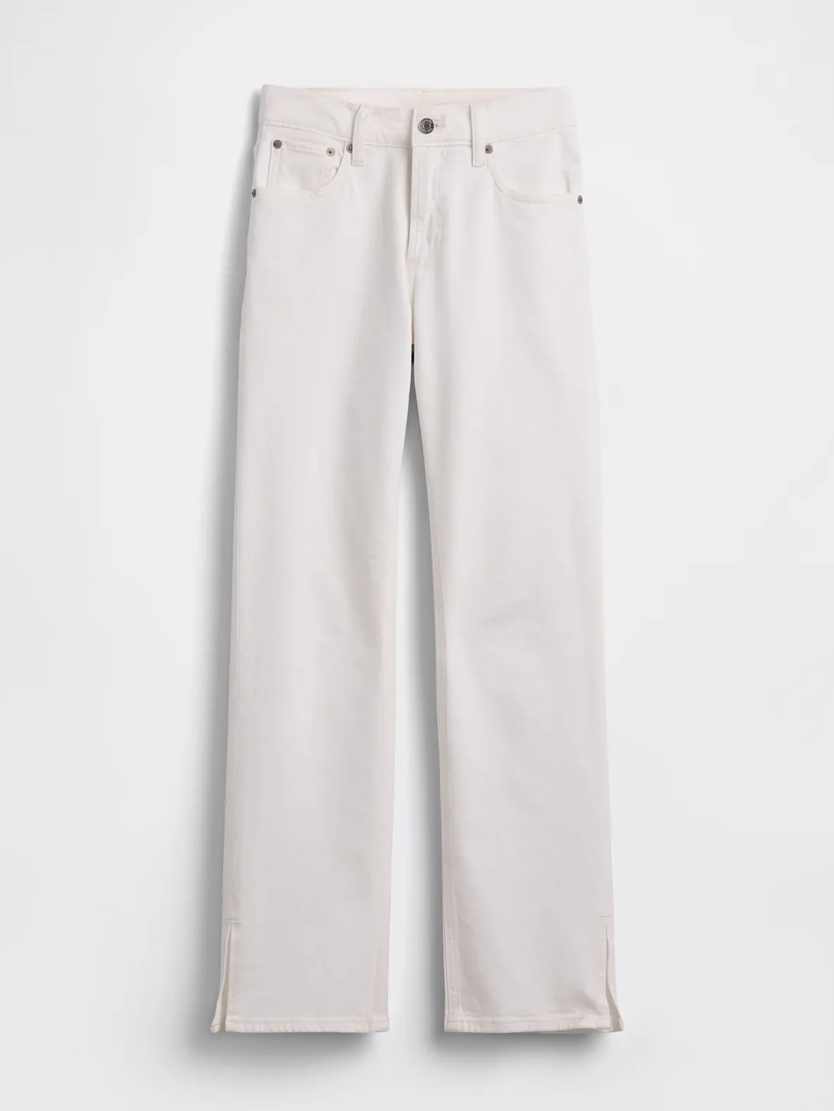 Mid Rise Split-Hem Relaxed Straight Jeans