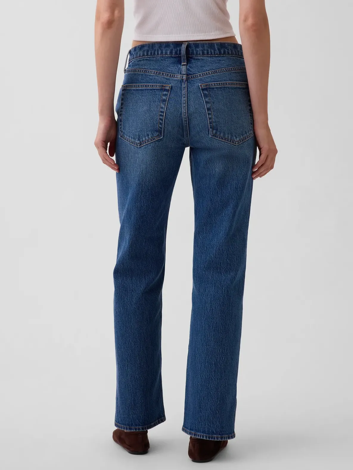Mid Rise Split-Hem Relaxed Straight Jeans