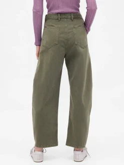 Mid Rise Twill Barrel Pants