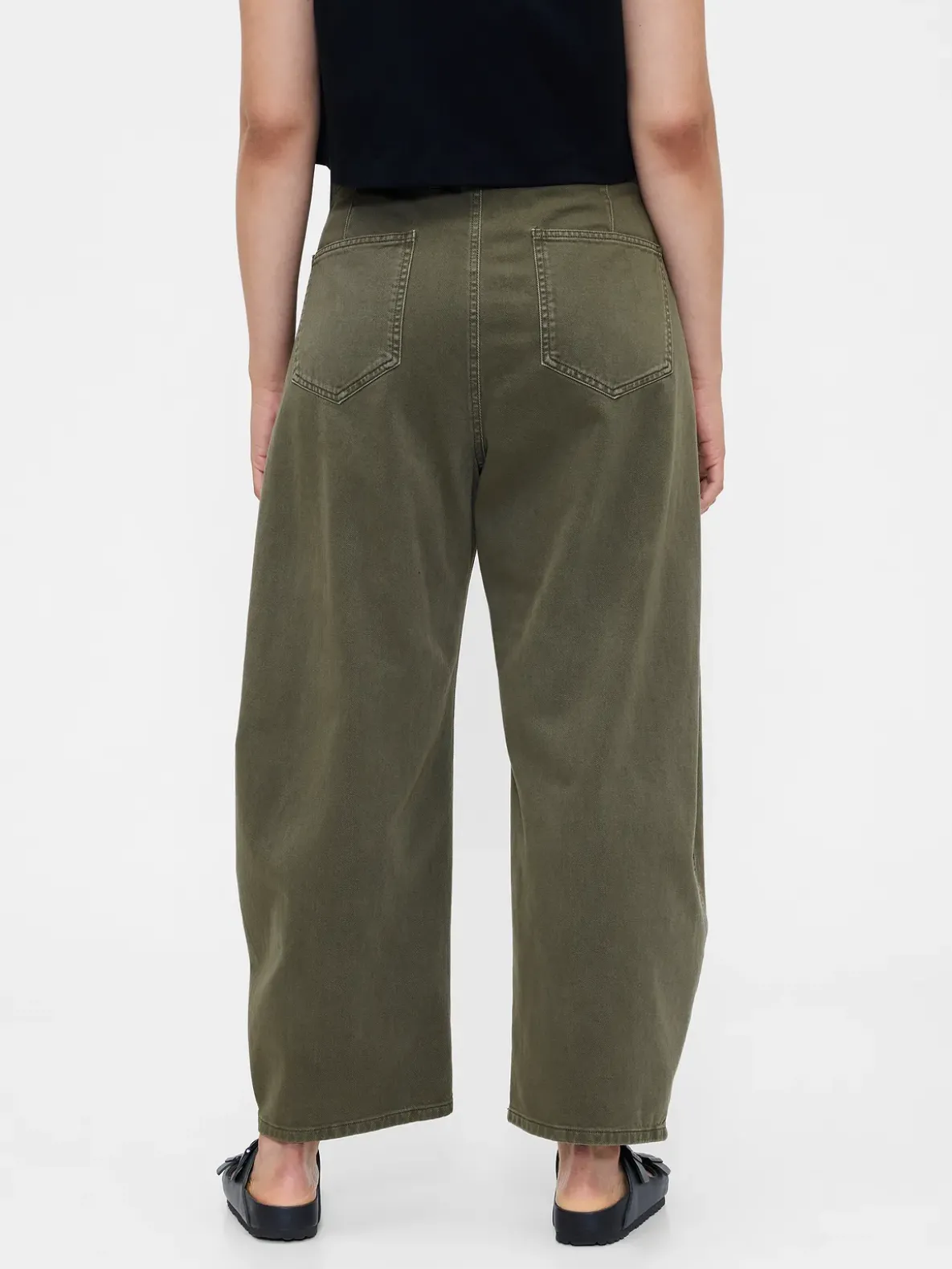 Mid Rise Twill Barrel Pants