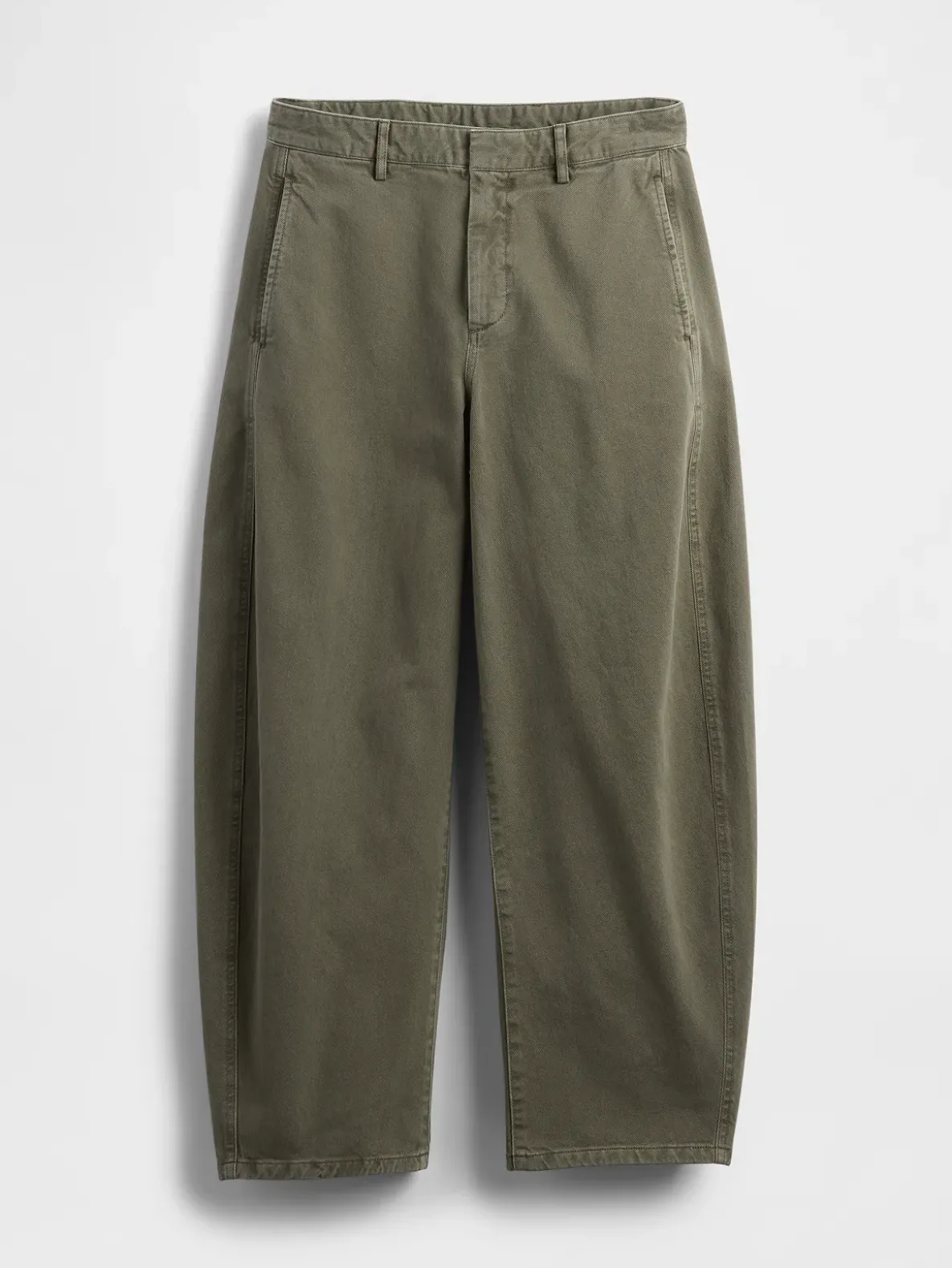 Mid Rise Twill Barrel Pants