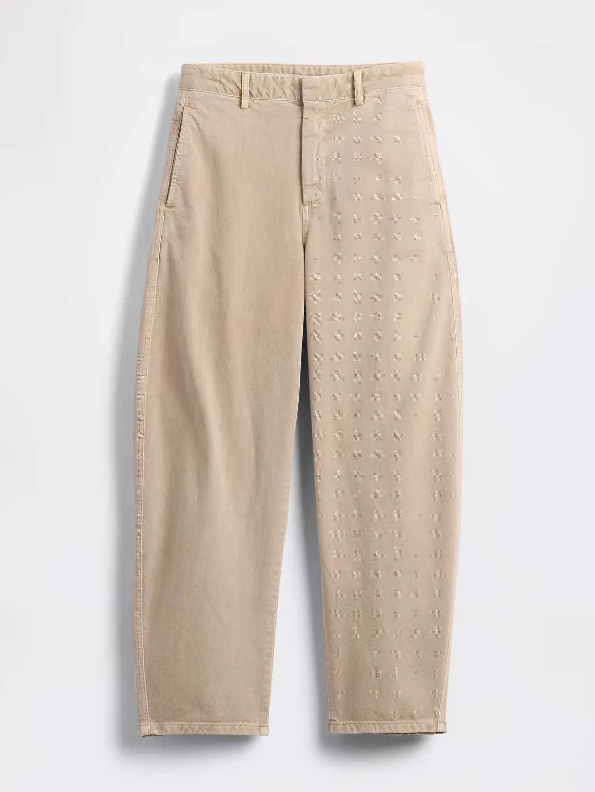 Mid Rise Twill Barrel Pants