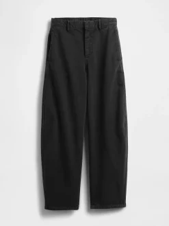 Mid Rise Twill Barrel Pants
