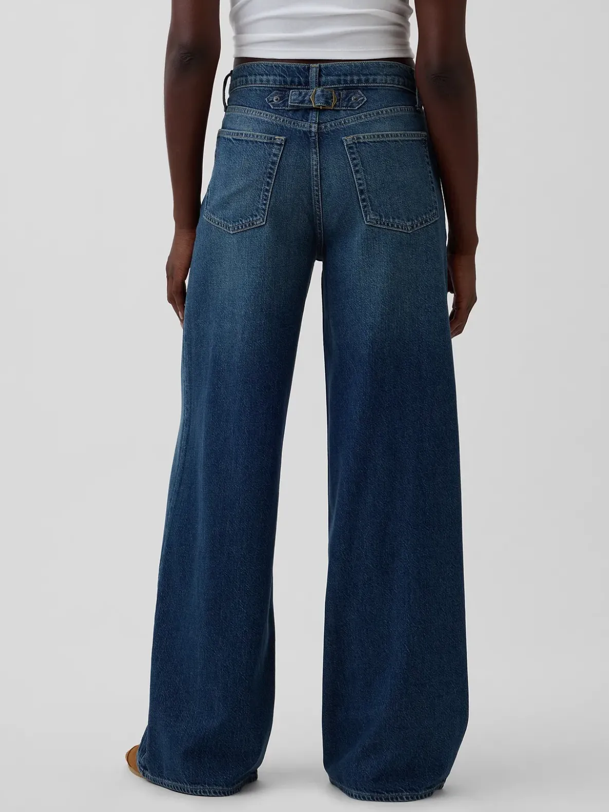 Mid Rise UltraSoft Buckle Baggy Jeans
