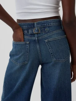 Mid Rise UltraSoft Buckle Baggy Jeans