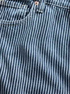 Mid Rise UltraSoft Denim Stripe Baggy Jeans