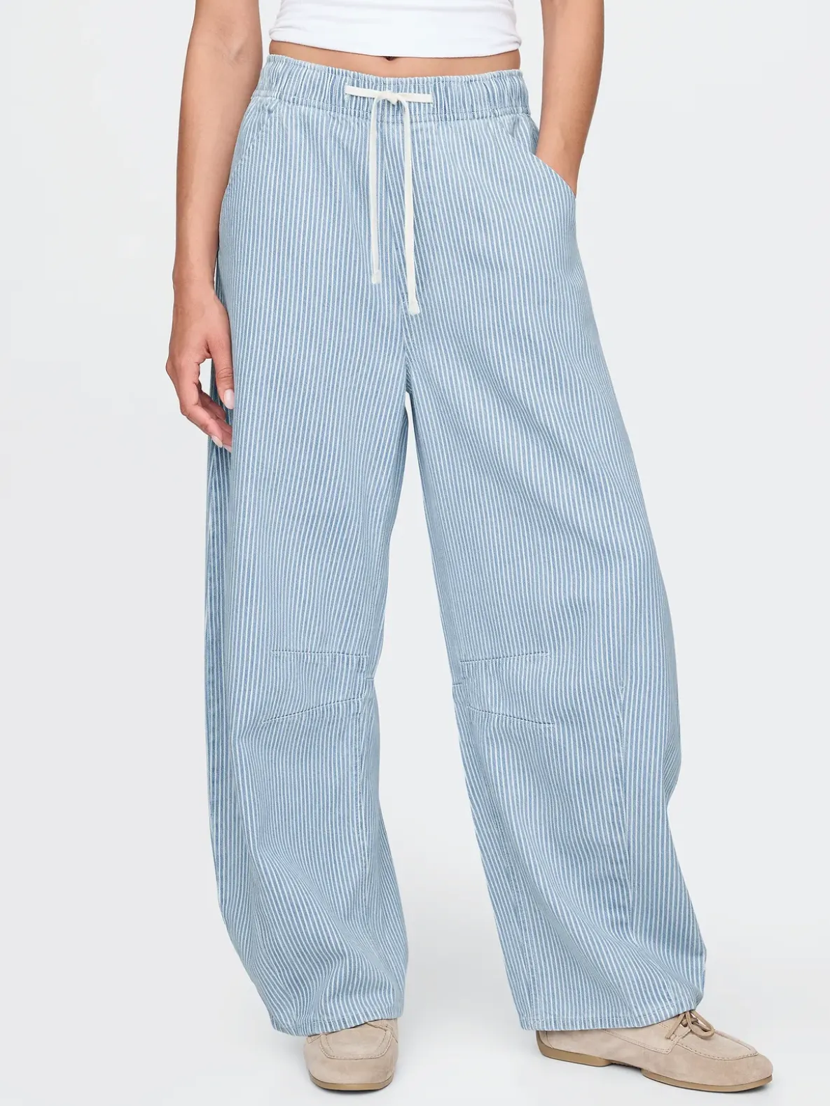 Mid Rise UltraSoft Denim Stripe Easy Horseshoe Jeans
