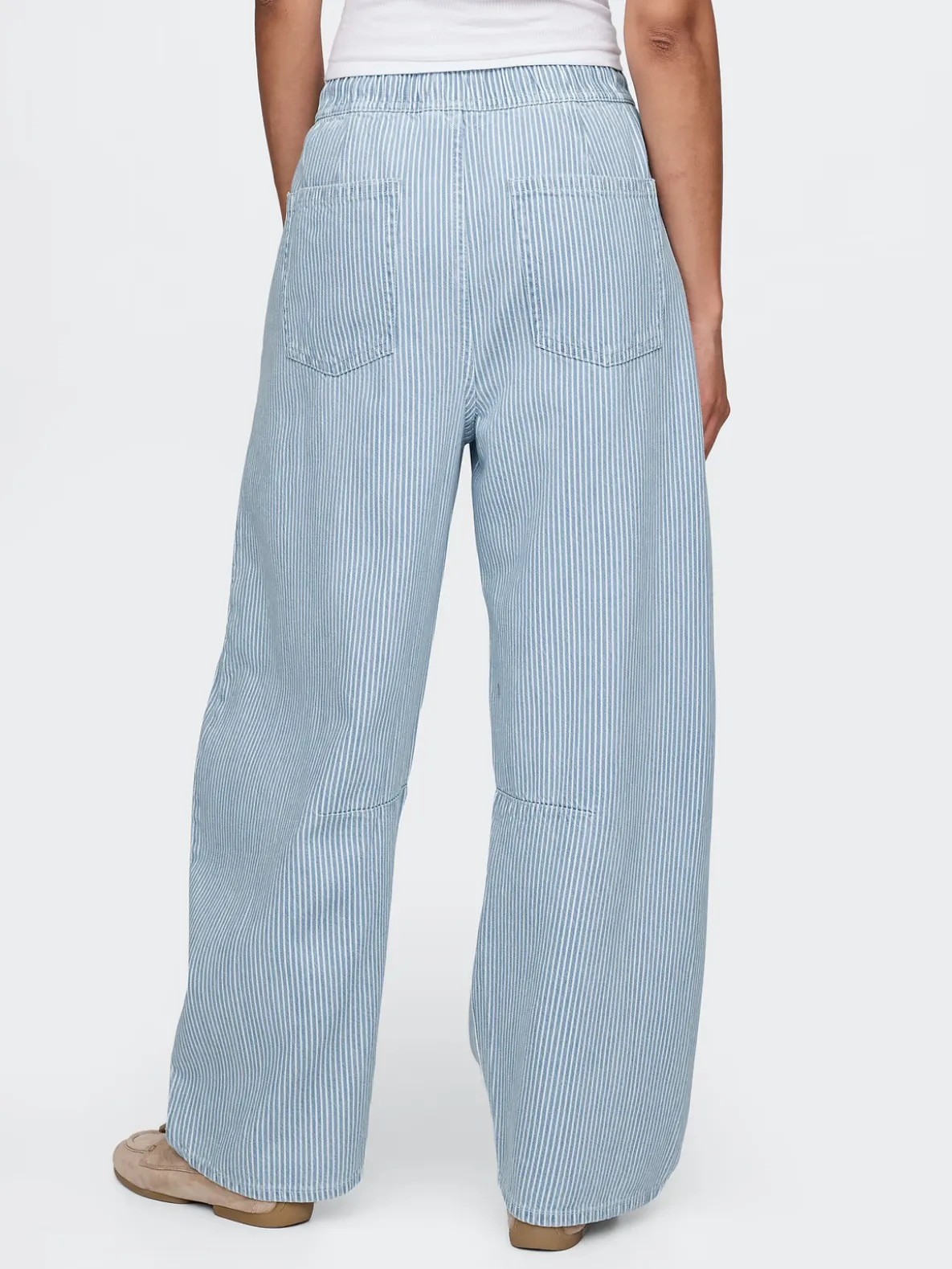 Mid Rise UltraSoft Denim Stripe Easy Horseshoe Jeans