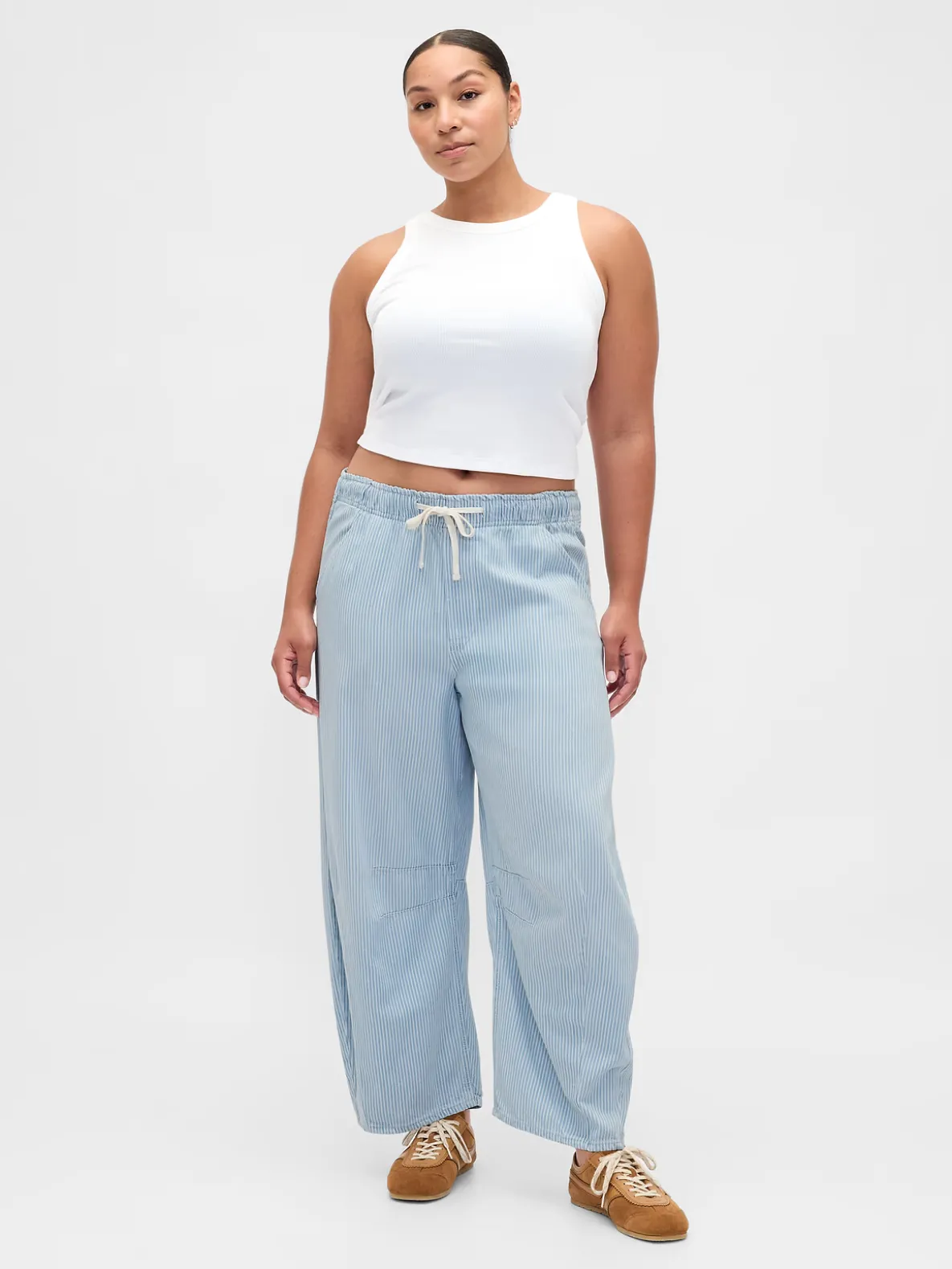 Mid Rise UltraSoft Denim Stripe Easy Horseshoe Jeans