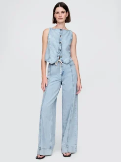 Mid Rise UltraSoft Denim Baggy Trousers