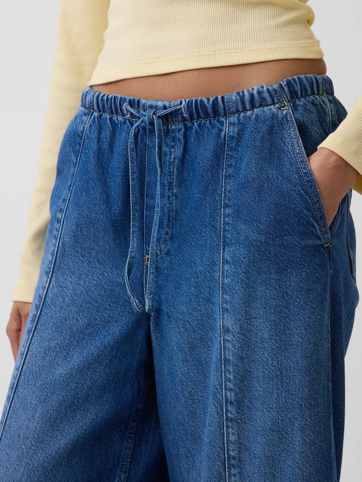 Mid Rise UltraSoft Easy Seamed Baggy Jeans