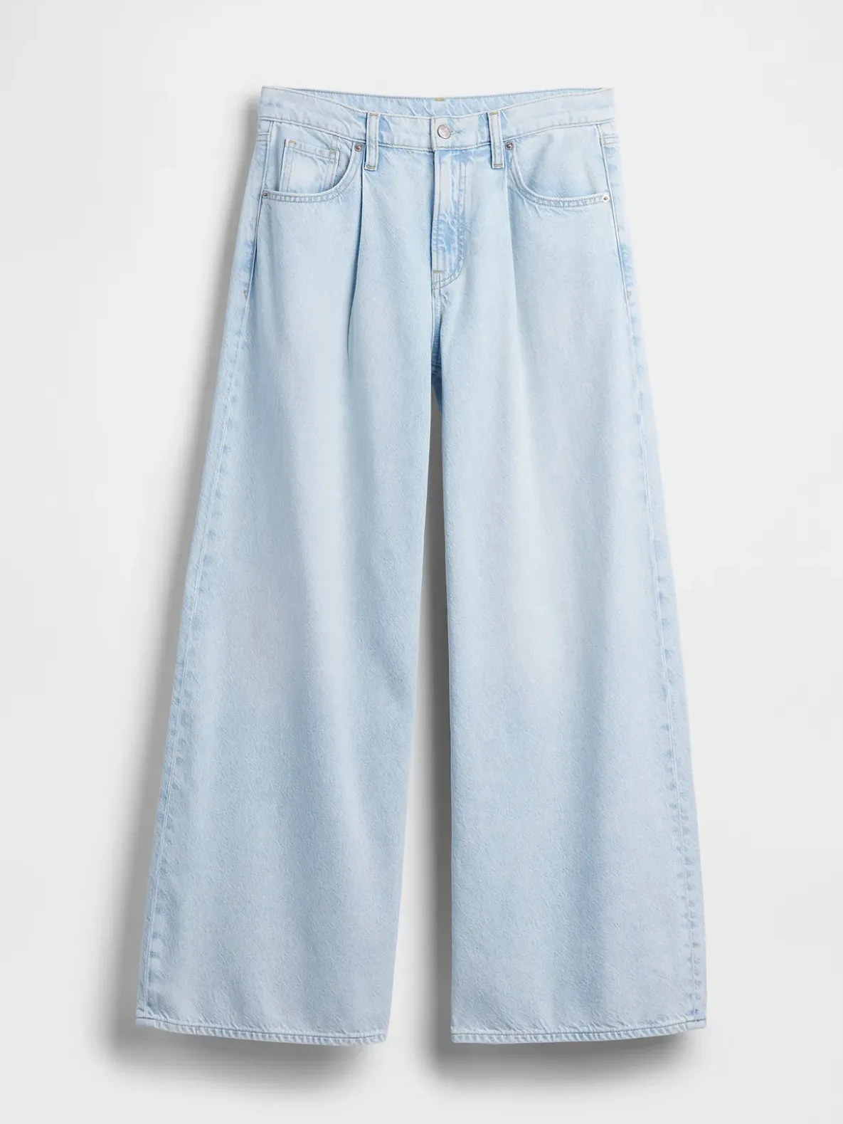 Mid Rise UltraSoft Pleated Baggy Jeans