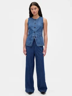 Mid Rise UltraSoft Pleated Baggy Jeans