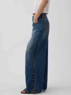 Mid Rise UltraSoft Studded Baggy Jeans