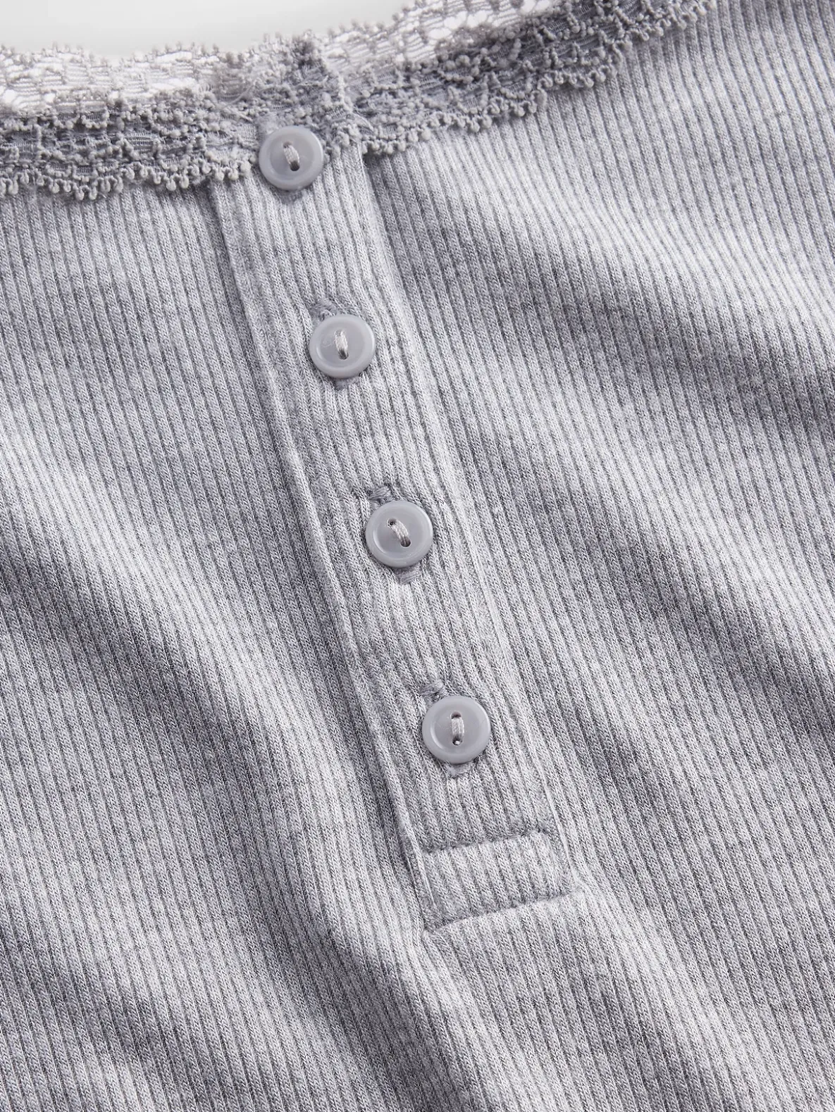 Mini Rib Lace Henley PJ Tank Top