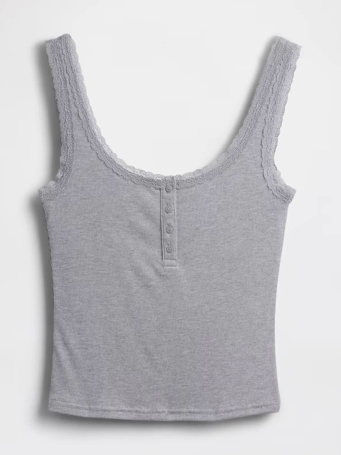 Mini Rib Lace Henley PJ Tank Top
