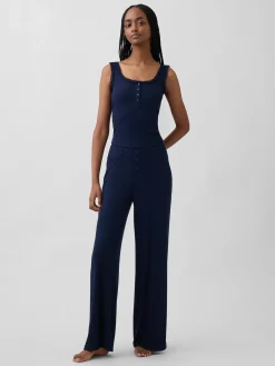 Mini Rib Lace Henley PJ Tank Top