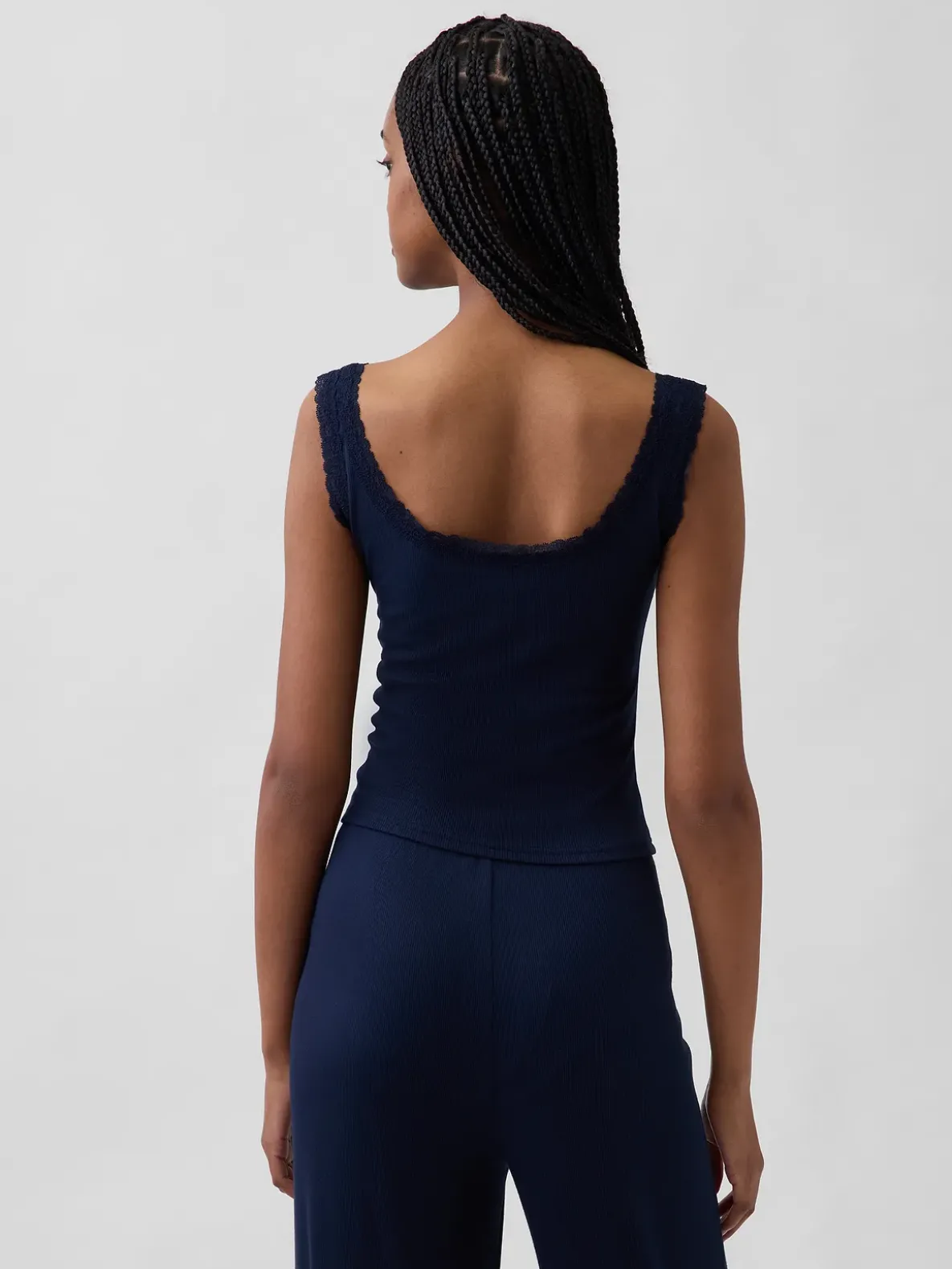 Mini Rib Lace Henley PJ Tank Top