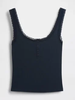 Mini Rib Lace Henley PJ Tank Top
