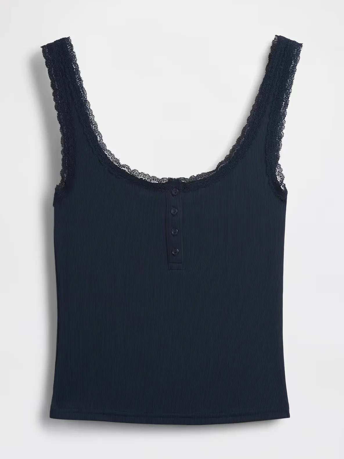 Mini Rib Lace Henley PJ Tank Top