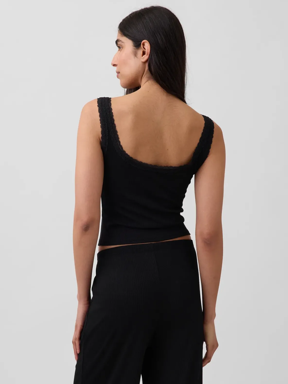 Mini Rib Lace Henley PJ Tank Top