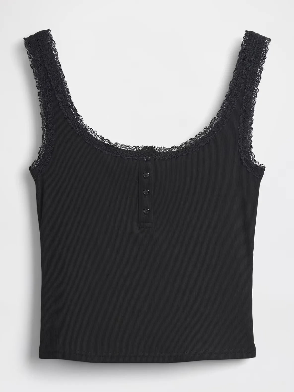 Mini Rib Lace Henley PJ Tank Top