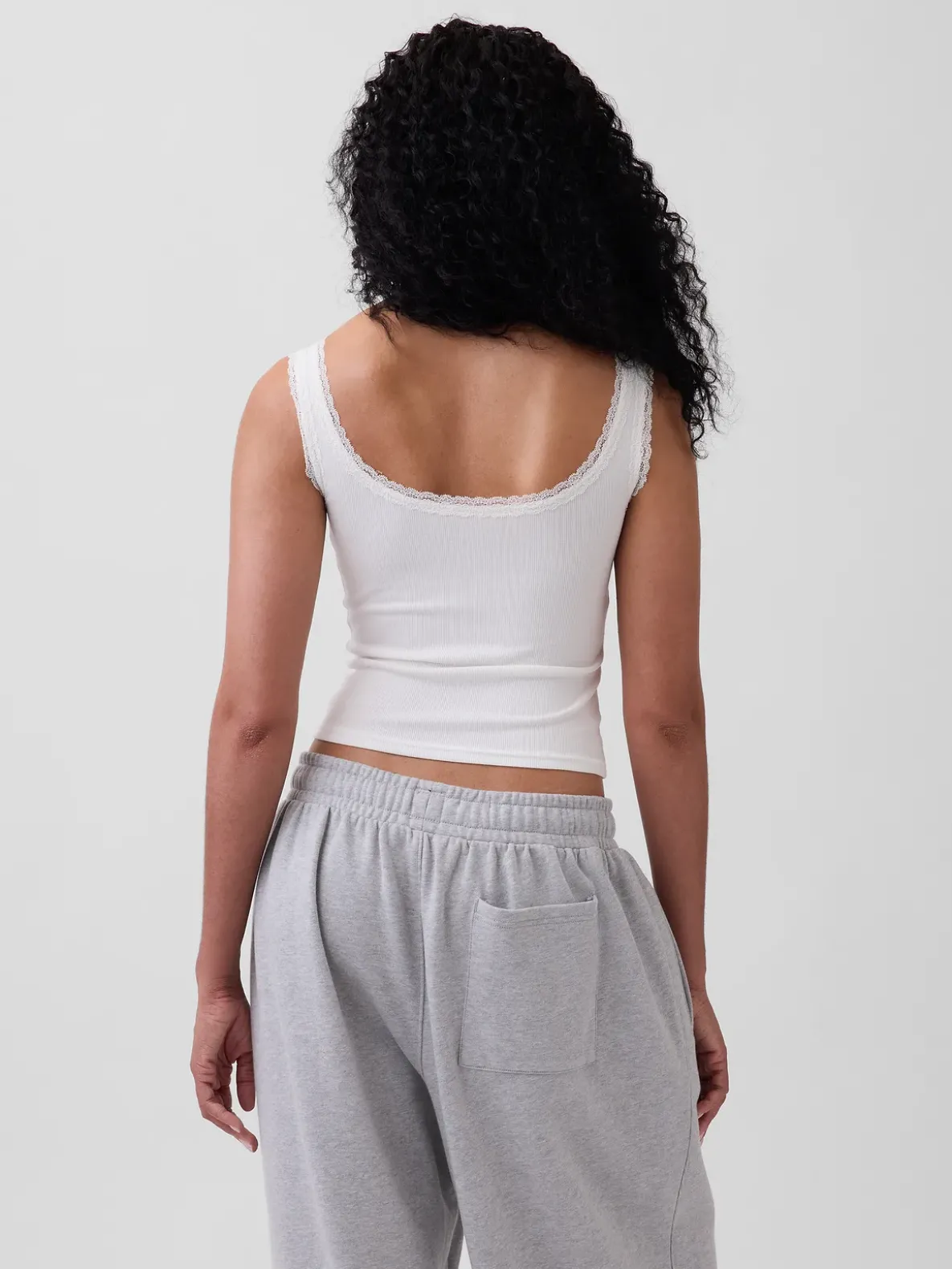 Mini Rib Lace Henley PJ Tank Top